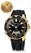 Relógio Seculus Masculino Analógico E Digital Preto e Dourado Aço Inoxidável Esportivo Pulseira Silicone Prova DÁgua 100 Metros Original Relógio Seculus Masculino Analógico E Digital Preto e Dourado Aço Inoxidável Esportivo Pulseira Silicone Prova DÁgua 100 Metros Original