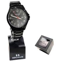 Relógio Seculus Masculino Analógico Preto Long Life 44232GPSVPA3