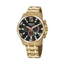 Relógio Seculus Masculino Cronógrafo 3D Aço Dourado
