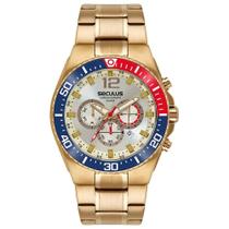 Relógio Seculus Masculino Cronógrafo Catraca Bicolor Aço Dourado 44235GPSVDA2 Relógio Seculus Masculino Cronógrafo Catraca Bicolor Aço Dourado 44235GPSVDA2