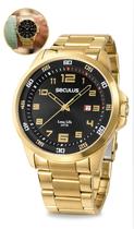 Relógio Seculus Masculino De Pulso Analógico Quartz Esportivo Casual Dourado Aço Inoxidável Com Fundo Preto A Prova Dágua em 50 Metros Original Relógio Seculus Masculino De Pulso Analógico Quartz Esportivo Casual Dourado Aço Inoxidável Com Fundo Preto A Prova Dágua em 50 Metros Original