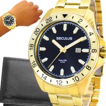 Relógio Seculus Masculino Dourado 1 Ano de Garantia original
