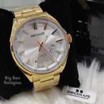 Relógio Seculus Masculino Dourado à Prova Dágua 77243GPSVDA2