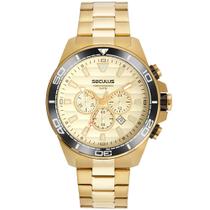 Relogio Seculus Masculino Dourado cronografo grande moderno calendario 3 chaves aço inox a prova dagua 44076GPSVDA4 Relogio Seculus Masculino Dourado cronografo grande moderno calendario 3 chaves aço inox a prova dagua 44076GPSVDA4