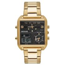 Relogio Seculus Masculino dourado digital analogico quadrado digiana anadigi aço inox moderno 3 em 1 77161GPSVDA4 Relogio Seculus Masculino dourado digital analogico quadrado digiana anadigi aço inox moderno 3 em 1 77161GPSVDA4
