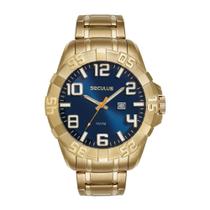 Relógio Seculus Masculino Dourado Grande Prova dÁgua 44267gpsvda2