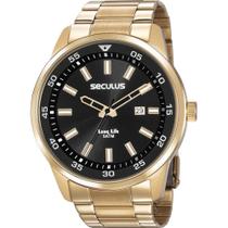 Relógio Seculus Masculino Dourado Long Life 20786GPSVDA3 Analógico 5 Atm Cristal Mineral