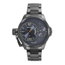 Relógio Seculus Masculino Dual Time Grafite 5.0cm