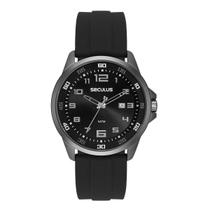Relógio Seculus Masculino Esportivo Pulseira Silicone Prata 5ATM
