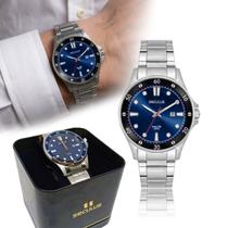 Relógio Seculus Masculino Prata Analógico Esportivo Luxo