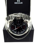 Relógio Séculus Masculino Prateado, Aço Inoxidavel Porte grande 50mm