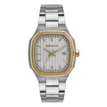 Relógio Seculus Masculino Ref: 44268gpsvba2 Retangular Bicolor