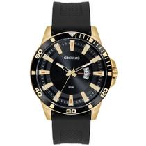 Relógio Seculus Masculino Robusto Silicone Dourado 44226GPSVDU3