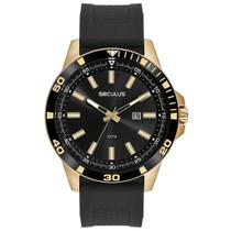 Relógio Seculus Masculino Silicone Dourado 44227GPSVDU3