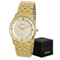 Relógio Seculus Masculino Slim Dourado de Pulso Original