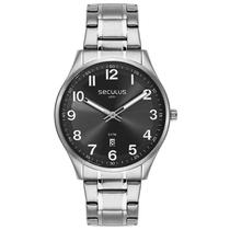 Relógio SECULUS Masculino Slim Vidro Abaulado Prata REF. 77282G0SVNA1