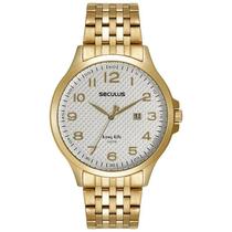 Relógio SECULUS Masculino Social Visor Texturizado Dourado REF. 44215GPSVDA3 Relógio SECULUS Masculino Social Visor Texturizado Dourado REF. 44215GPSVDA3