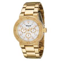 Relógio Seculus Multifunction Dourado 4,3cm WR 50m