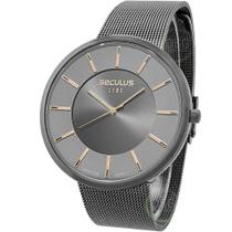 Relógio Seculus Original De Pulso Unissex Modelo Slim Analógico Vidro de Safira