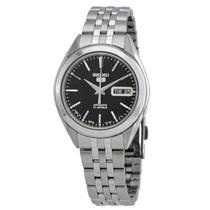 Relógio SEIKO 5 SNKL23J1 para homens com mostrador preto de aço inoxidável