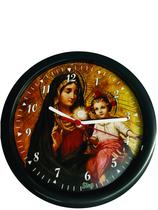 Relógio Sieg Redondo Preto Fundo Menino Jesus 24cm