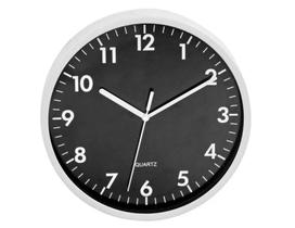 Relógio Silencioso De Parede Preto E Prata 25cm Contínuo - Yazi