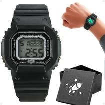 relogio silicone digital menino criança infantil + caixa prova dagua original qualidade premium quadrado cronometro data