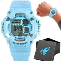 Relogio Silicone Menino Criança Digital Infantil + Caixa criança azul bebe silicone ajustavel adolescente alarme data