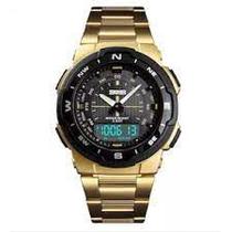Relógio Skmei Analógico - Digital Dourado Preto Masculino