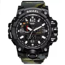 Relógio Smael 1545 Camuflado Verde Exercito Sport 739