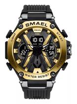 Relógio Smael 8087 Masculino Tático Militar Preto/dourado