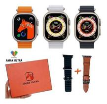 Relogio Smart Watch Amax Ultra + Hernes Lançamento 2023 Nfc 49mm 2 Pulseiras luxo Couro+Silicone