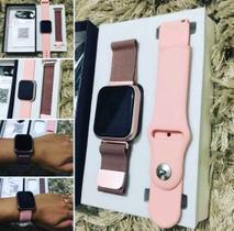 Relógio Smart Watch Feminino P70 + Duas Pulseiras Rose