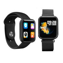 Relógio Smart Watch P80 Preto C/ Duas Pulseiras Batimento Cardíaco