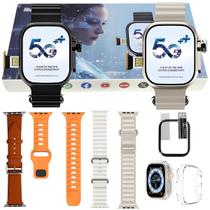 Relogio Smart Watch Ultra 3 5g IA Amoled Serie 10 Camera Chip Original 4 Pulseiras Pelicula Case - Microwear
