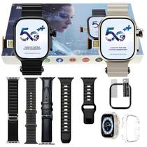 Relogio Smart Watch Ultra 3 5g IA Amoled Serie 10 Camera Chip Original 4 Pulseiras Pelicula Case