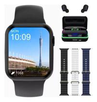 Relógio Smartwatch 9 Preto Prova D'agua + 3 Pulseiras E Fone de ouvido sem fio