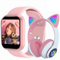 Relógio Smartwatch D20 Feminino e Masculino C/ Fone de Ouvido Lad Gatinho NFE