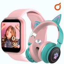 Relógio Smartwatch D20 Feminino e Masculino C/ Fone de Ouvido Lad Gatinho NFE