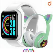 Relógio Smartwatch Digital D20 Masculino/Feminino + Fone Cat