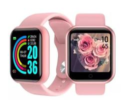 Relógio Smartwatch Digital Inteligente Y68 Android iOS Bluetooth Fit Saúde Rosa