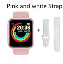 Relógio Smartwatch Digital Y68 40mm Original Masculino E Feminino Bluetooth Rosa + Pulseira Branca