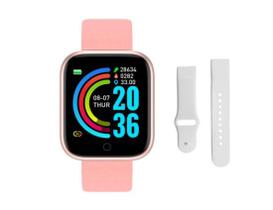 Relógio Smartwatch Digital Y68 40mm Original Masculino E Feminino Bluetooth Rosa + Pulseira Branca
