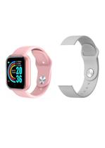 Relógio Smartwatch Digital Y68 40mm Original Masculino E Feminino Bluetooth Rosa + Pulseira Branca