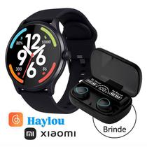 Relogio Smartwatch Ecossitema XiaomiMI Haylou Solar Lite esportivo prova dágua para android e iOs bateria longa duração Mais Fone de Brinde