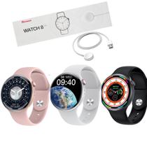 Relógio Smartwatch Feminino E Masculino W28 Pro Redondo Preto Branco e Rosa - costa tech