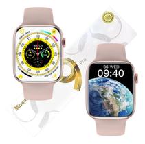 Relogio Smartwatch Feminino Rosa Serie 9 Para Samsung Android e IOS Envio Imediato Nota Fiscal Faz e Recebe Ligações - Alz Smartwatch