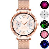 Relógio Smartwatch Feminino Touch Screen Smart Wear Flowers Dourado