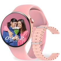 Relógio Smartwatch Feminino W28 Pro Redondo Incluso Pulseira de Silicone Oceano
