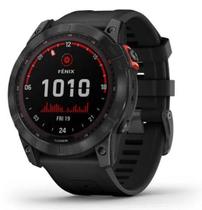 Relógio Smartwatch Garmin Fênix 7X Solar Cinza com Pulseira Preta